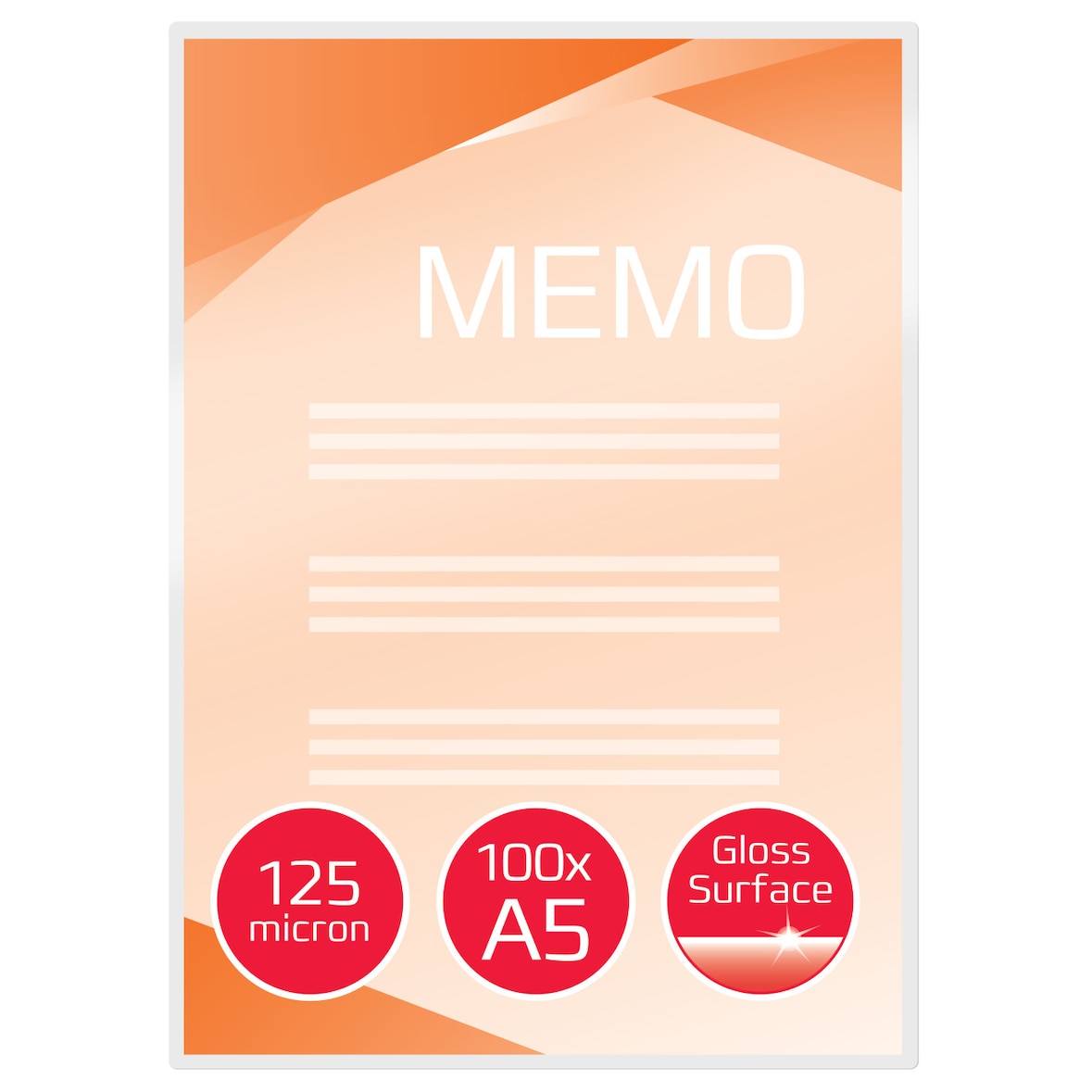 GBC Document Laminierfolien DIN A5 Glänzend 125 Mikron (2 x 125) Transparent 100 Stück