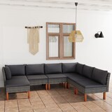 thumbnail of 7-tlg. Garten-Lounge-Set mit Kissen Poly Rattan Grau