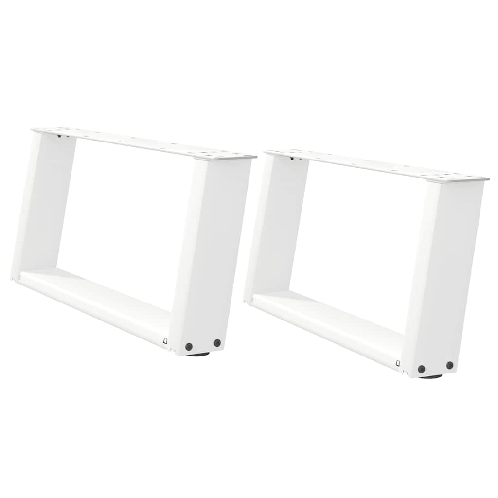 Helloshop26 - Set aus 2 U-förmigen Couchtischbeinen 60 x 30 cm modernes und stabiles Design mit Nivellierfüßen weißer Stahl 02_0057034