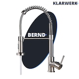 thumbnail of KLARWERK® Bernd | Gastronomie Armatur Silber gebürstet mit Feder |Edelstahl Flex Wasserhahn Küche |Mischbatterie 360° drehbar|Niederdruck 3 Anschlüsse