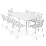 thumbnail of Ensemble table de terrasse et 8 chaises en métal blanc - Oviala