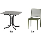 thumbnail of SIENA GARDEN Urban Lights Set 3teilig Square Stuhl gastrotauglich olive mit Tisch Sola 80x80