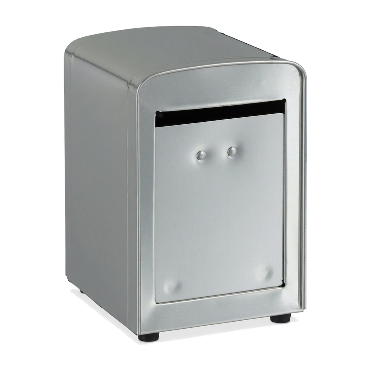 Relaxdays Serviettenspender Retro, Metall, kleine Serviettenhalter für Eisdiele, Café, Bistro, HBT: 15x9,5x11, silber