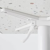 thumbnail of Set van 60 cm terrazzo tafel en 4 grijze metalen stoelen