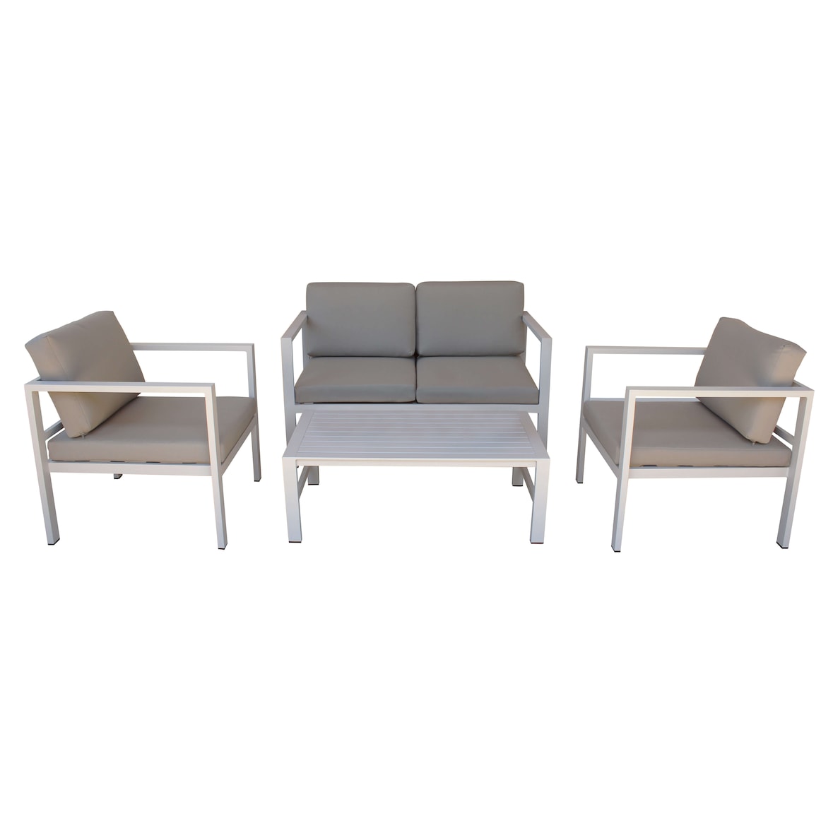 BS COM Salotto da Giardino con cuscini 4 posti in Alluminio 126x70x64 cm Tortora