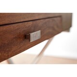 thumbnail of Schreibtisch 120x55x78 cm Sheesham Massivholz / Metall Chrom, Design Bürotisch mit Schublade, HomeOffice Laptoptisch Computertisch mit