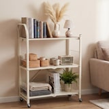 thumbnail of WellHome - Carrinho de armazenamento dobrável com 3 prateleiras e rodas na cor branca - 86x34,5x105 cm