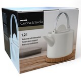 thumbnail of Trendy Porseleinen Theepot 1200 ml – Met Uitneembare RVS Theezeef & Bamboe Onderzetter – Voor Losse Thee – Mat Wit