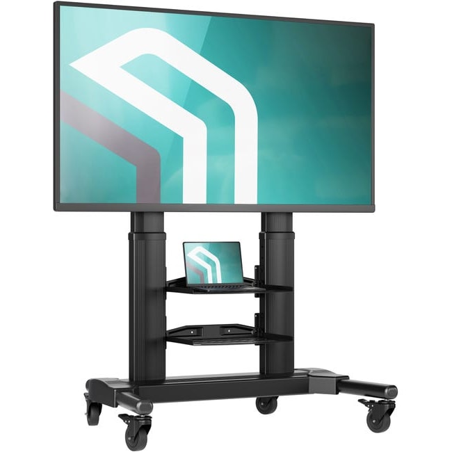 ONKRON Mobiler TV Ständer für 40-80 Zoll, bis 55 kg, höhenverstellbar, max. 700x400 VESA, mit Rollen, Schwarz TS2771-B