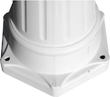 Una base de columna blanca con orificios para tornillos.