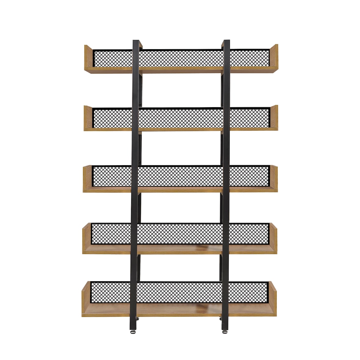 Möbilia Regal | 5 offene Fächer | Böden MDF, Gestell Metall | B 120 x T 30 x H 180 cm | natur-schwarz | 12020096 | Serie REGAL