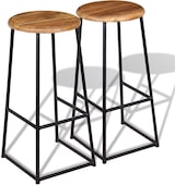 thumbnail of Helloshop26 - Set aus zwei Designer-Barhockern Sitzfläche aus massivem braunem Teakholz 1202160