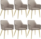 thumbnail of tectake Armlehnstuhl Avane, Samtoptik, gepolstert - 6er Set taupe