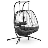 thumbnail of Uniprodo Outdoor-Hängesessel mit Gestell - für zwei Personen - Sitz zusammenfaltbar - schwarz/grau