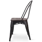 thumbnail of Chaise en métal noir mat avec assise en bois foncé - Style industriel