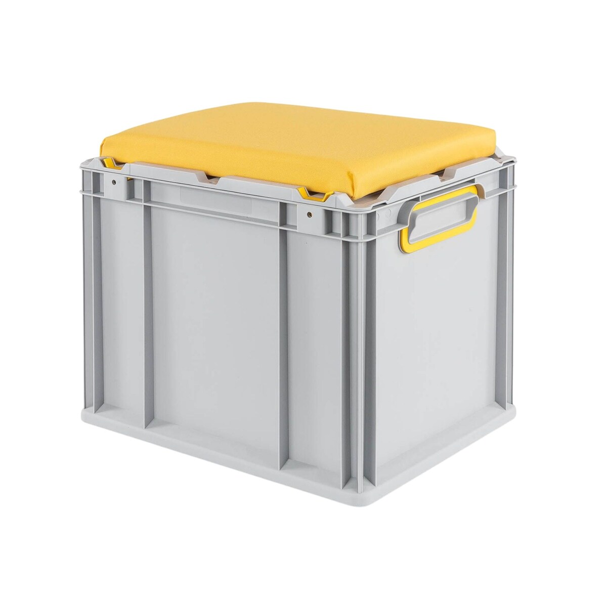 PROREGAL Eurobox NextGen Seat Box Gelb | HxBxT 36,5x30x40cm | 30 Liter | Griffe geschlossen | Eurobehälter, Sitzbox, Transportbox, Transportbehälter