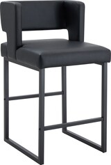thumbnail of Barhocker Set 2er Schwarz 91x50x41 cm mit PU Bezug und Metallgestell, gepolsterter quadratischer Sitz, nordisches Design