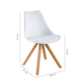 thumbnail of Set de 4 sillas de polipropileno con patas de madera, con cojín acolchado, estilo minimalista, para cocina, comedor, bar, restaurantes - SABINA/Blanco