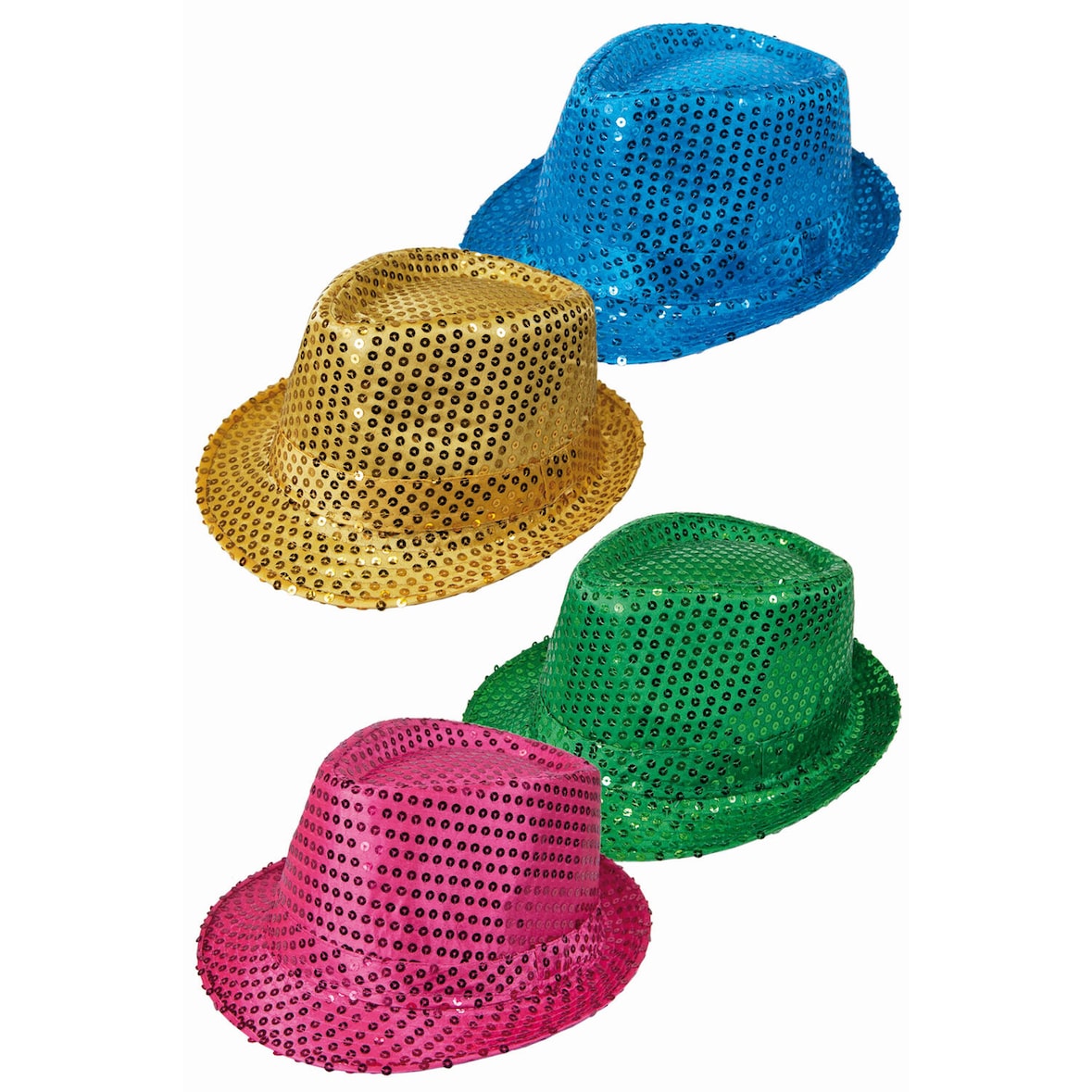 6x Glitzer-Hut in verschiedenen Farben Größe 58