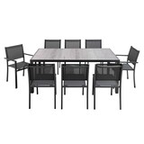 thumbnail of Table de jardin en aluminium et céramique effet bois grisé