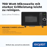 thumbnail of Exquisit Mikrowelle ohne Drehteller, 800 Watt Grill, 700 Watt, 20 Liter Volumen, Timer, Mikrowelle Flachbett, Auftaufunktion, MW4020-F-240DIG schwarz