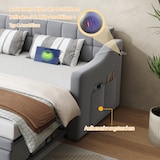 thumbnail of Ausziehbares Schlafsofa 90/180x190 cm mit Samtbezug, USB-Ports, Stauraum, hydraulisch, komfortables Polsterbett, modernes Design Hellgrau