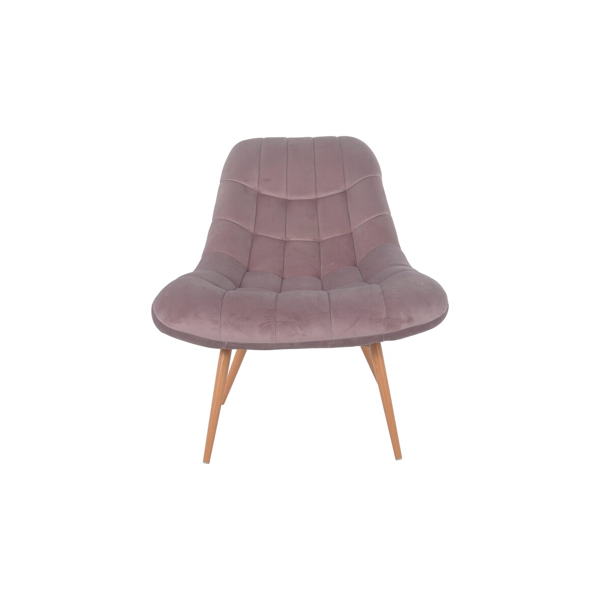 SalesFever Loungesessel mit XXL-Sitzfläche | Bezug Stoff in Samt-Optik | Gestell Metall in Holzoptik | üppige Steppung | B 76 x T 87 x H 86cm | rosa