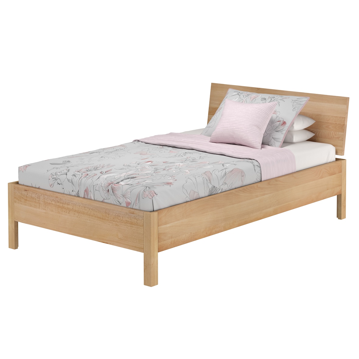 Metallfreies Einzelbett aus Buchenholz 120x200 mit wählbaren Zubehör V-60.93-12 ohne Zubehör