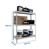 thumbnail of SimonRack Industrieregal, 1500x1500x750 mm, 400 kg am Biegepunkt, 3 Holzböden, Garagenregal, Verzinkt/Holz- Ecoforte