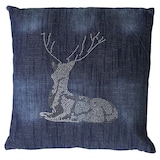 thumbnail of Herten sierkussen, bankkussen sierkussen met vulling, blauwe glittersteentjes 45x45cm