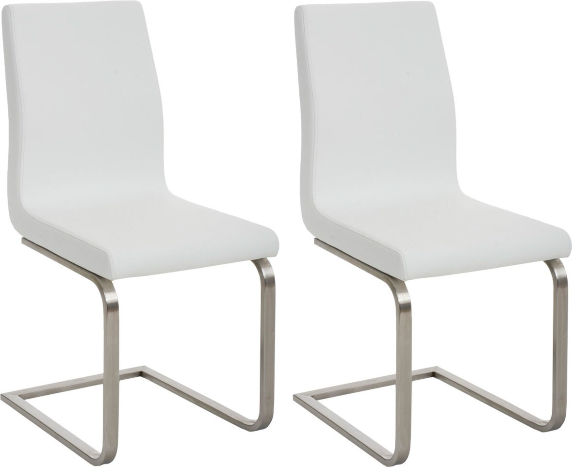 CHEFGASTRO 2er Set Esszimmerstuhl MALAGA HxBxT 90x40x50cm Kunstleder Weiß Küchenstuhl
