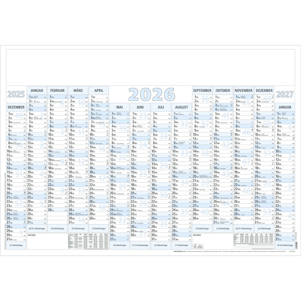 Plakatkalender 915 100x70cm 14 Monate 2026