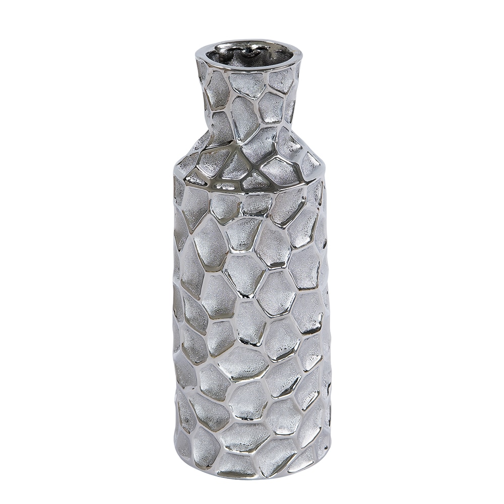 Vase Martel Flasche silver 30 cm - Silber Rund Keramik Tisch Passion 11.6x cm