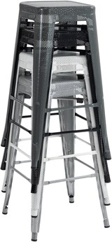 thumbnail of Décoshop26 - Set aus 4 stapelbaren Barhockern im Industriestil mit Fußstützen aus schwarzem perforiertem Metall 10_0004509