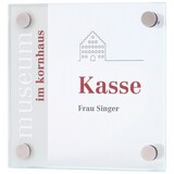 thumbnail of GALERIE Türschild | 150x150 mm | 2 Scheiben ESG Glas | 4x Edelstahl Halter | Türschild Büro | Büroschild