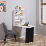 thumbnail of Wandschreibtisch Klapptisch 60x95x147 cm mit 5 Fächern Schreibtafel Wandmontage platzsparend MDF Schwarz