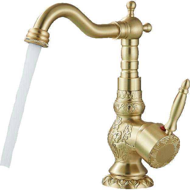 JULIAN | Torneira de banheiro alta vintage premium em ouro escovado | misturadora retrô de aço inox para pia independente - com torneira gastronomia