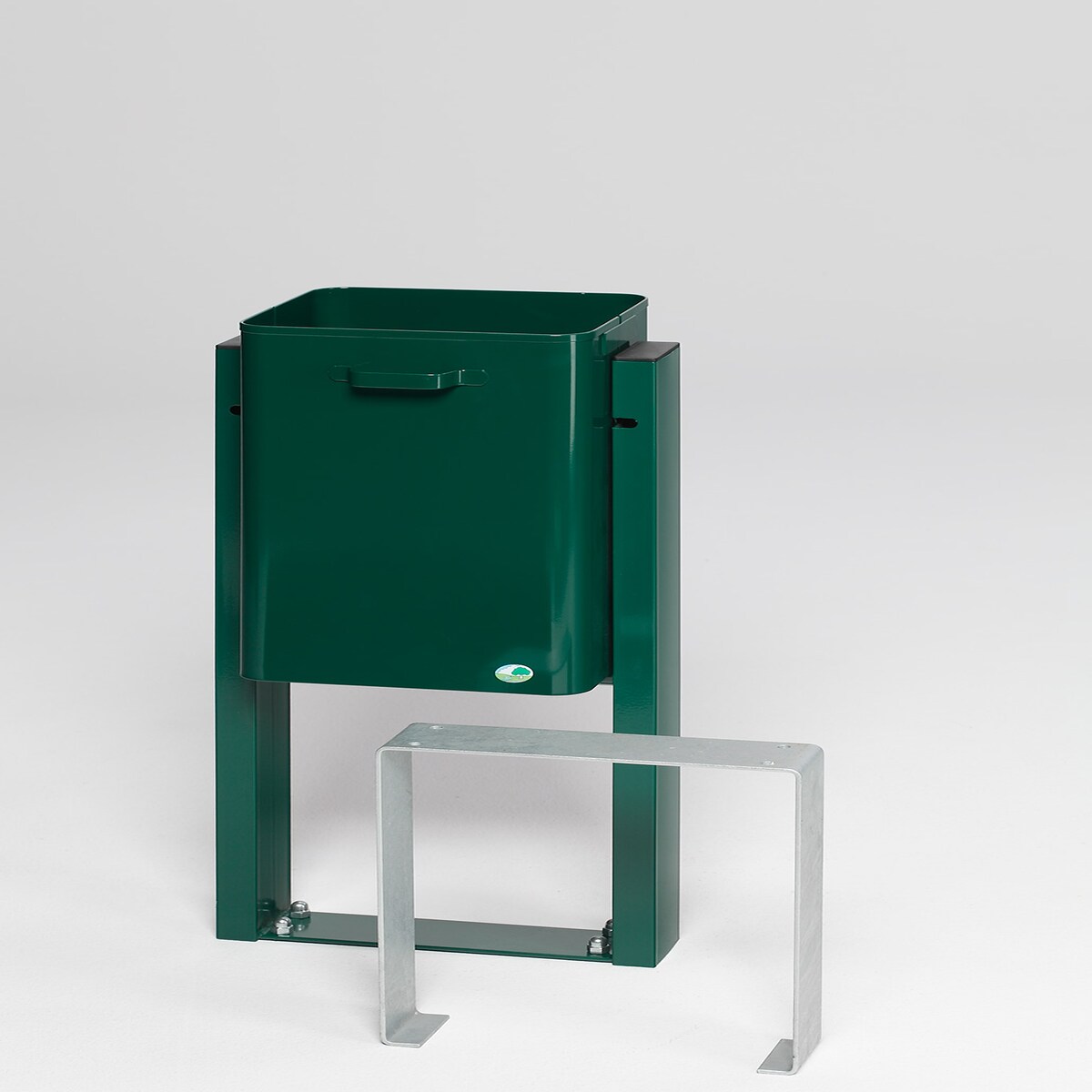 PROREGAL Klassischer eckiger Abfallsammler für Außenbereich | zum Einbetonieren | HxBxT 99x41x28cm | Grün | Mülleimer Abfalleimer Müllkorb
