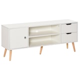 thumbnail of HOMCOM Mueble de TV Mesa de Salón Moderno 120x28x44 cm Gran Almacenaje con Armario Estantes Abiertos y Cajones Carga 30 kg para Dormitorio Sala Blanco