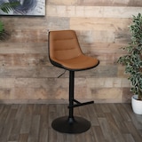 thumbnail of 2er-Set Barhocker HWC-L85, Barstuhl Tresenhocker Drehhocker, höhenverstellbar mit Lehne Kunstleder ~ braun