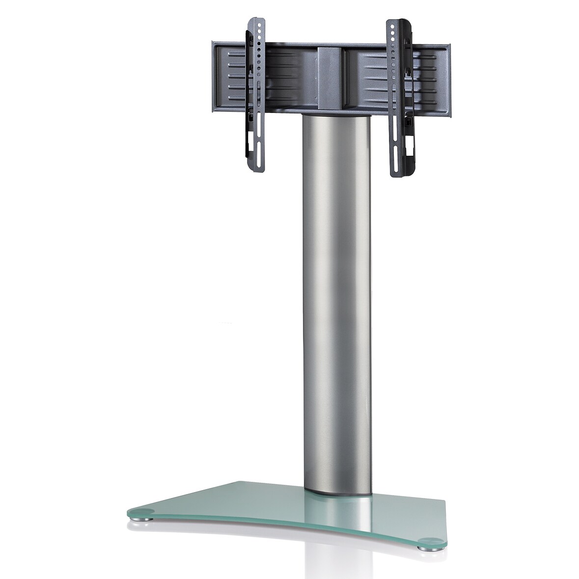 Findal Fernsehtisch mit Glasfuss Silberfarbig, Mattglas.