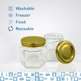 thumbnail of 20x Kleines Sechseckiges Honigglas mit Deckel 60 ml - Ideal zur Aufbewahrung von Honig, Marmelade, Gewürzen, Joghurt