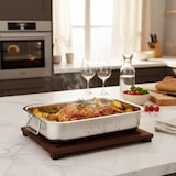 thumbnail of Plat à rôtir Mamù en aluminium blanc, avec poignée en fer, pour usage domestique ou professionnel, 35 cm