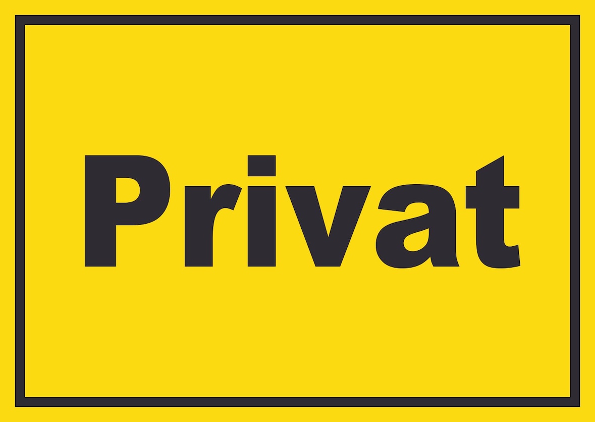 Privat Schild gelb-schwarz A6 Rückseite selbstklebend