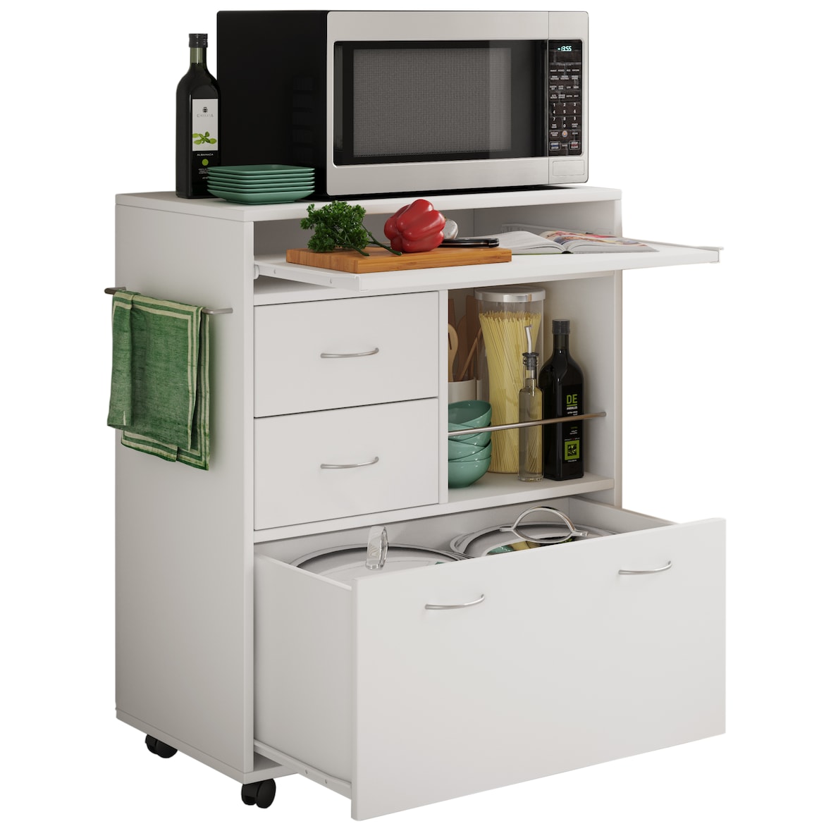 VCM Küchenmöbel Servierwagen Kicha Weiß H. 86 x B. 70 x T. 40 cm