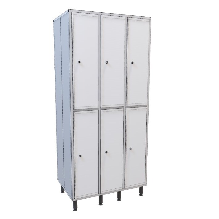 Taquilla de pvc de ancho 400mm de 3 módulos con 6 puertas color gris