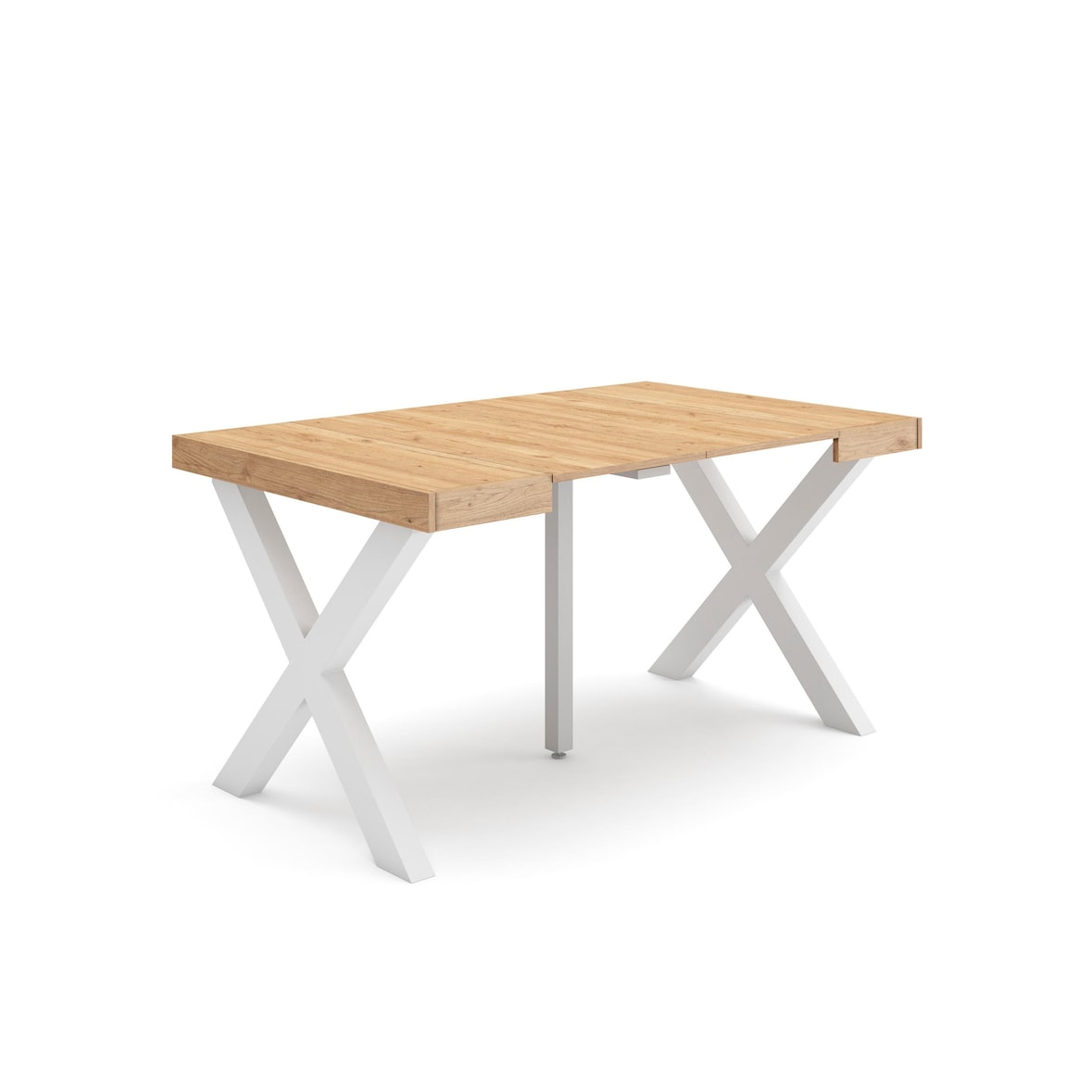 Ausziehbarer Konsolentisch, 140x90x73cm, Für 6 Personen, Holzbeine, Moderner Stil, Eiche _ 167_35