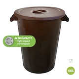 thumbnail of Collecteur industriel de 100 litres avec couvercle. Couleur marron.
