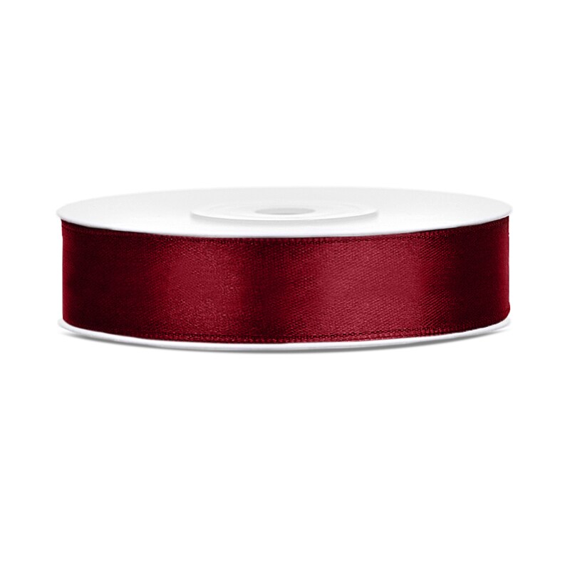 30x Satinband, bordeauxrot, 12mm/25m