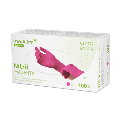 1000 `Medi-Inn Classic` Handschuhe, Nitril puderfrei magenta `Nitril Magenta` Größe M
